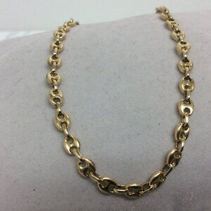 14K YELLOW REAL SOLID GOLD PUFFED MARINER LINK BRACELET 7 INCH   4.00 MM  6.00GR